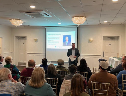 Brad presenting his introduction to clients and their friends/family.