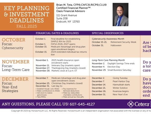 Fall 2025 Investment and Planning Deadlines