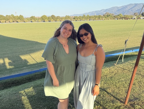 Olivia enjoys a polo game with friends
