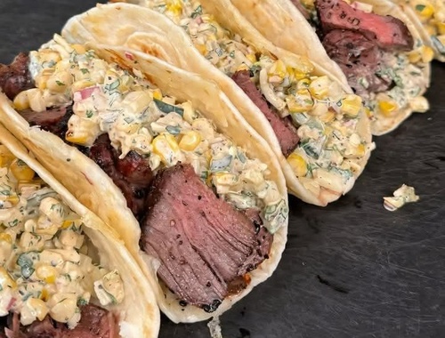 Grilled Elote Steak Tacos