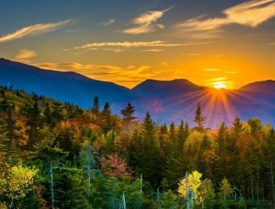 Campton, NH - White Mountain National Forest skyline at Sunset