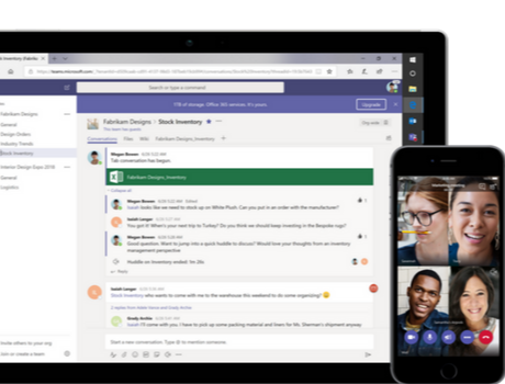 Microsoft Teams meeting experience screenshot illustrating secure video collaboration