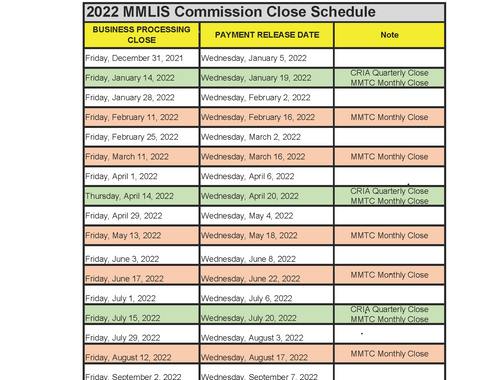 MMLIS Commission Schedule