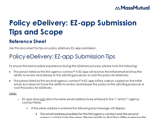 EZ-app Submission Tips and Scope
