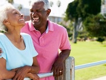 Elderly couple smiling