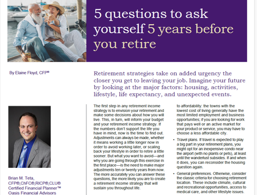 5 questions to ask 5 years before retirement