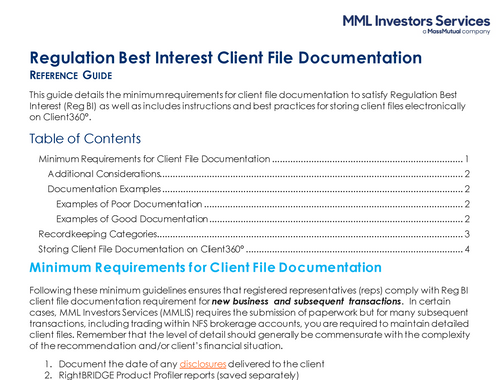 Reg BI Client File Documentation