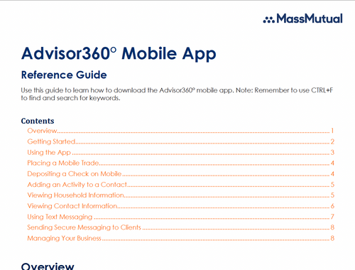 Advisor360 Mobile App Reference Guide