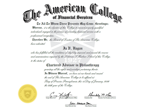 Chartered Advisor in Philanthrophy® Designee