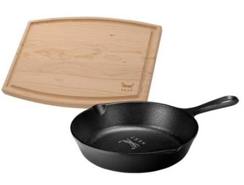 Cast Iron Skillet/Cutting Board Set