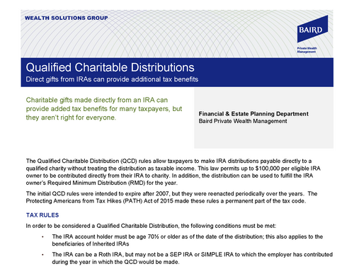 Qualified Charitable Distributions
