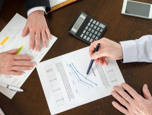 Reviewing charts during a meeting
