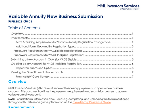 VAOE New Business Submission