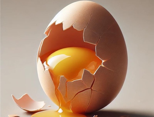 Stage 5: Broken Egg with Spilling Contents (Severe Stress)