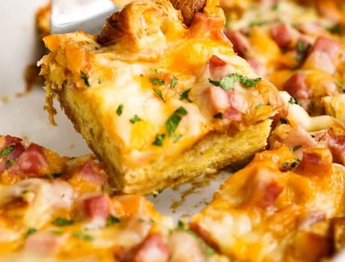 Ham & Cheese Croissant Casserole