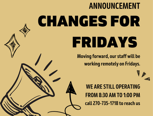 Staff will be remote on Fridays