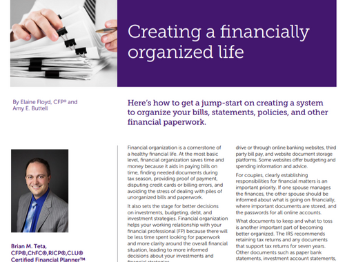 Creating a financially organized life