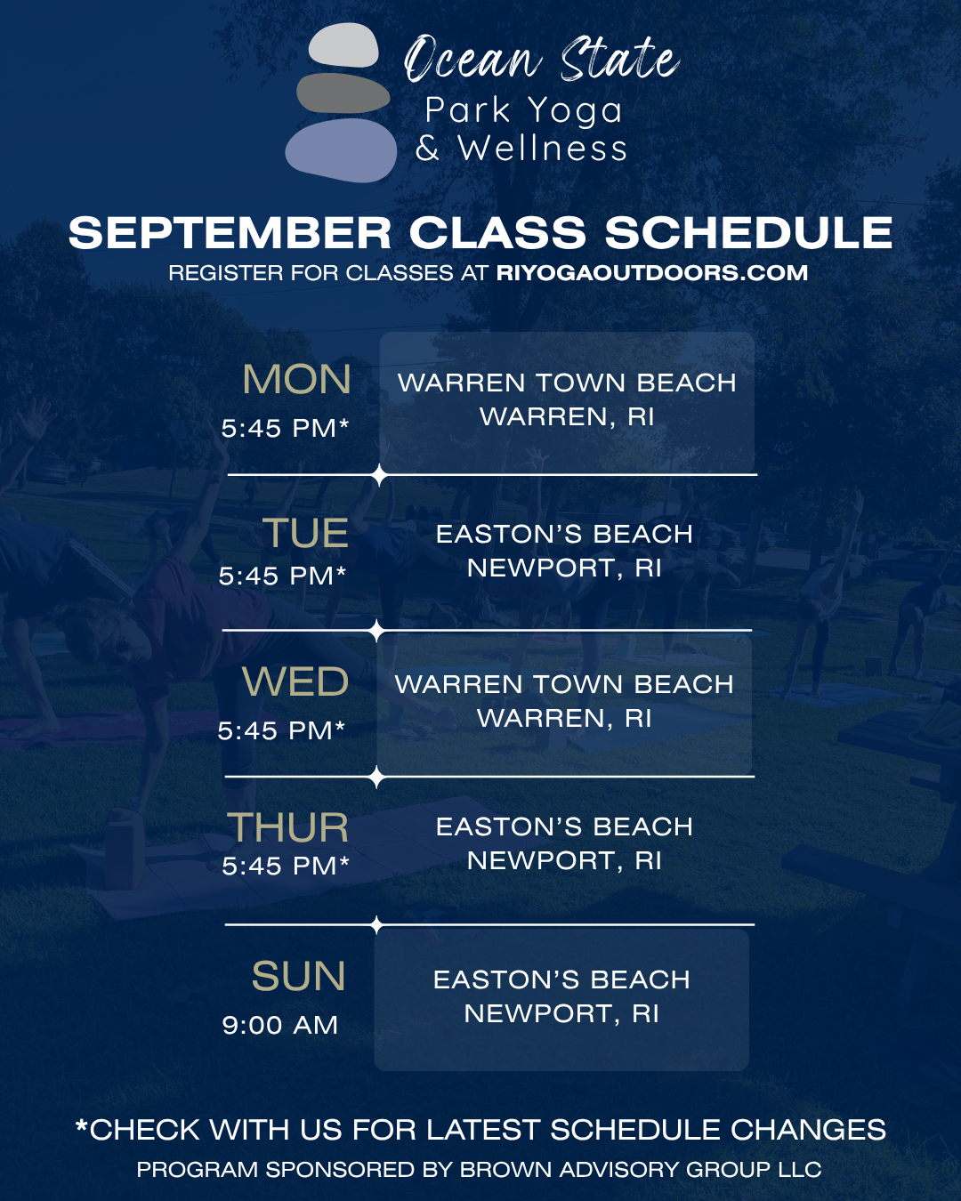 September Class Schedule
