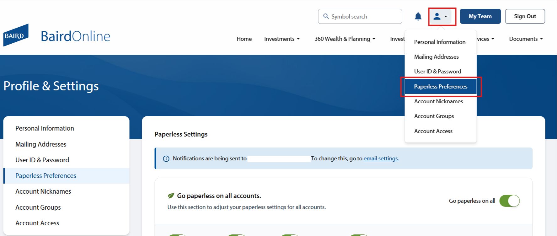 eDelivery Preferences