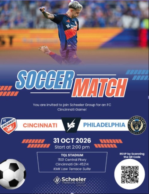 You are invited to join Scheeler Financial Group for an FC Cincinnati Game!