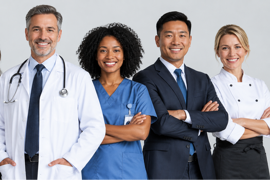 Professionals representing different service industries