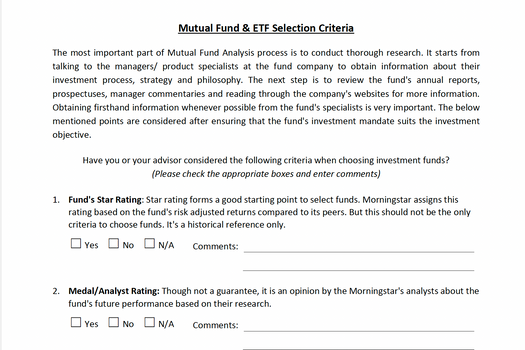 Fund Selection Form